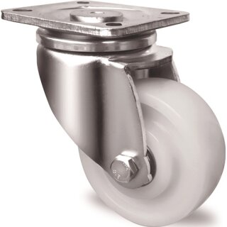 Schwerlast-Lenkrolle D.80mm Trgf.300kg Ku.Platte L100xB85mm Farbe Rl.weiß TW