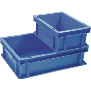 Transportbehälter L600xB400xH120mm blau PP Muschelgr.Seitenwände geschl.TECWERK