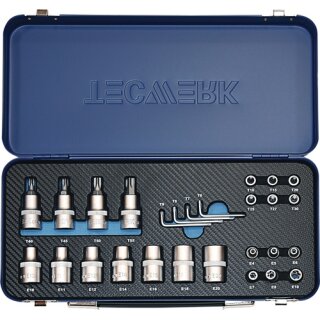 Steckschlüsselsatz 27-tlg.1/4+1/2 Zoll T10-T55/E4-E20 TECWERK