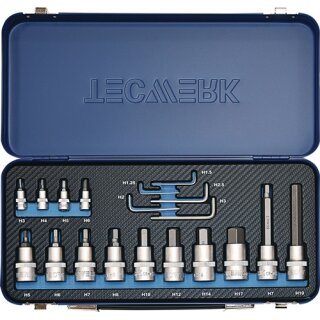 Steckschlüsselsatz 19-tlg.1/4+1/2 Zoll 1,25-17mm f.Innen-6-kant TECWERK