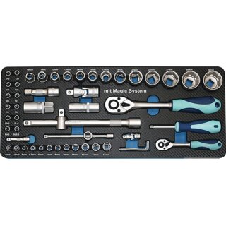 Steckschlüsselsatz 55-tlg.1/4+1/2 Zoll SW 4-32mm Z.72/72 6KT TECWERK