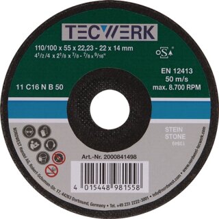 Schleiftopf C16N 110/100mm Natur- u.Kunststein,Stahlguss 16 Bohr.22,23mm TECWERK