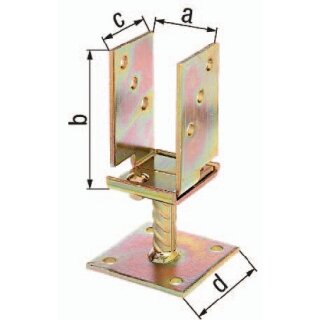 U-Pfostenträger 71-131x110x70x100mm TZN breitenverstellbar,zum Aufschr.GAH