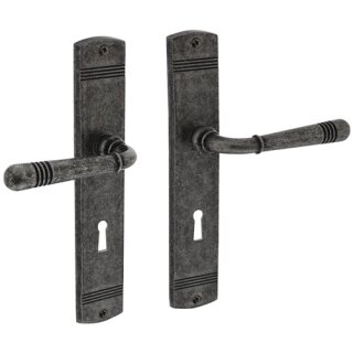 Langschildschildgarnitur Helena Zamak F77 Grau BB 72mm DIN L/R INTERSTEEL