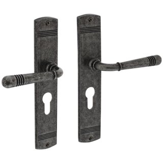 Langschildschildgarnitur Helena Zamak F77 Grau PZ 72mm DIN L/R INTERSTEEL