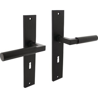 Langschildschildgarnitur Baustil Zamak F71 schwarz BB 72mm DIN L/R INTERSTEEL