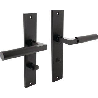 Langschildschildgarnitur Baustil Zamak F71 schwarz WC 72mm DIN L/R INTERSTEEL