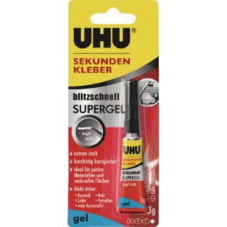 Sekundenkleber blitzschnell SUPERGEL 3g farblos Tube UHU