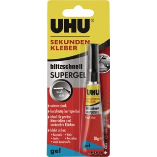 Sekundenkleber blitzschnell SUPERGEL 10g farblos Tube UHU