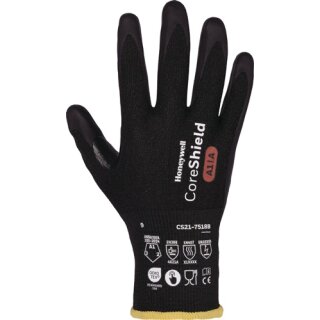 Schnittschutzhandschuhe CORESHIELD 18G BLACK Gr.8 schwarz EN 388,EN 407,EN 36350