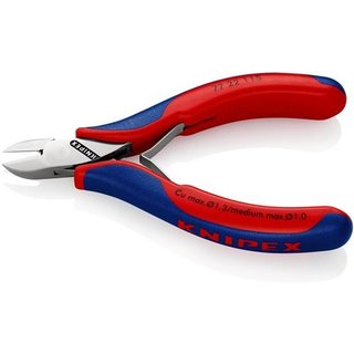 Elektronikseitenschneider L.115mm Form 2 Facette nein 2K-Hlle spiegelpol.KNIPEX