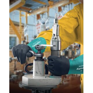 Chemiehandschuh Alpha-Tec 58-535W Gr.9 grün/grau EN 388,EN 374,EN 1149 Kat.III