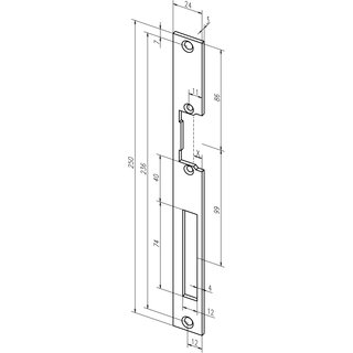 Flachschliebl.338 STA verz.ktg.B.24xL.250mm DIN L/R ASSA ABLOY