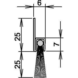 Brstentrdichtung L.1100mm Rosshaar mixed Aufschr.ATHMER