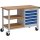 Werkbank B1200xT540xH880mm Buche Multiplex lichtgrau/signalblau 5 Schubl.
