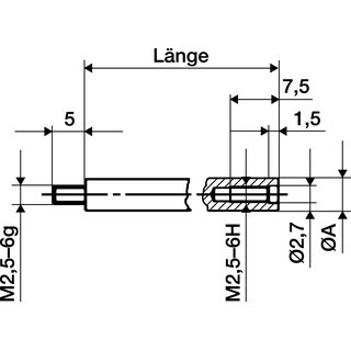 Verlngerungsstck L.10mm Messbolzen-D.4mm z.Messuhren KFER