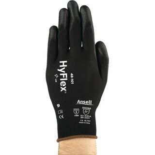 Handschuhe HyFlex® 48-101 Gr.8 schwarz EN 388 PSA II Nyl.m.PU ANSELL