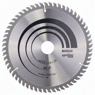 Kreissgeblatt Optiline Wood AD 210mm Z.60 WZ Bohr.30mm Schnitt-B.2,8mm