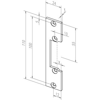 Flachschliebl.106 STA verz.ktg.B.24xL.110mm DIN L/R ASSA ABLOY