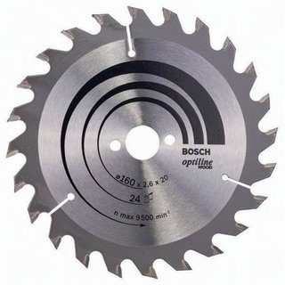 Kreissgeblatt Optiline Wood AD 160mm Z.24 WZ Bohr.20mm Schnitt-B.2,6mm