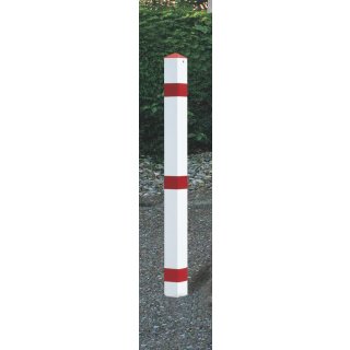 Sperrpfosten STA rot-weiß m.Bodenhülse m.Spitzkappe URBANUS
