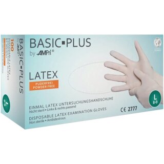 Einw.-Handsch.Basic Plus Gr.L hellbeige Latex EN 455 PSA I 100 St./Box AMPRI