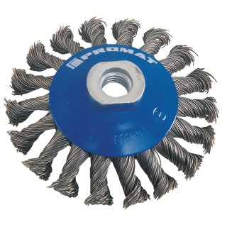 Kegelbürste D.100mm Drahtstärke 0,35mm VA 13mm 12500min-¹ PROMAT