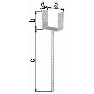 U-Pfostentrger ETA-10/0210 101x100x400x60mm TZN m.ext.langem Betonanker GAH