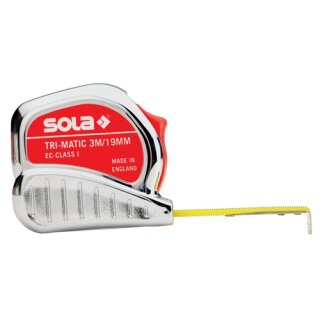 Taschenrollbandmaß TRI-MATIC L.3m B.13mm mm/cm EG I Ku.Stopptaste SOLA
