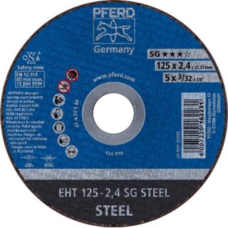 Trennschleifscheibe EHT 125-2,4 A 30 S SG/22,23 D.125xB.2,4xH.22,23mm Korn-Gr.30