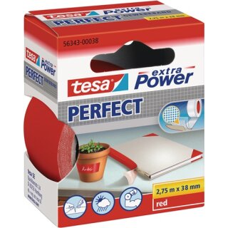 Gewebeband ext.Power® 56343 rot L.2,75m B.38mm Rl.TESA