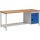 Werkbank signalblau lichtgrau B2000xH859xT750mm Buche Multipl.40mm 1 Schub.1 Tür