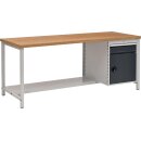 Werkbank grau lichtgrau B2000xH859xT750mm Buche Multiplex...