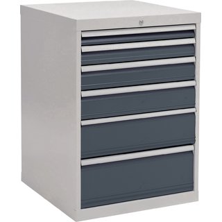 Schubladenschrank H1019xB705xT736mm lichtgrau/grau 6 Schubl.Vollauszug