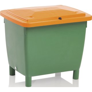 Streugutbehälter L790xB605xH775mm 210l HD-PE grün/orange o.Entnahmerutsche
