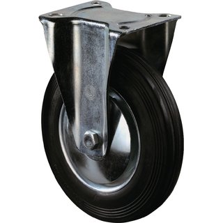 Bockrolle B55 D.125mm Trgf.100kg Vollgummireifen schwarz Platte 104x80mm