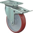 Lenkrolle D.80mm Trgf.125kg m.Festst.PU 104x80mm rot BS...