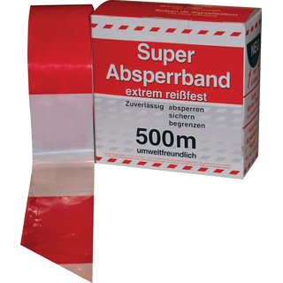 Absperrband L.500m B.80mm rot/wei geblockt 500m/Karton KELMAPLAST