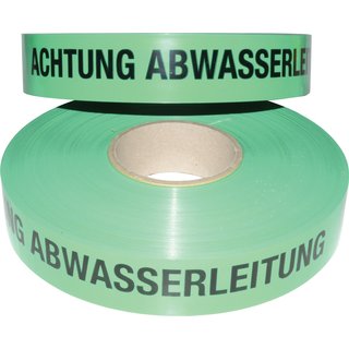 Trassenwarnband Aufdruck Achtung Abwasserleitung B.40mm L.250m grn