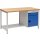 Werkbank signalblau lichtgrau B1500xH859xT750mm Buche Multipl.40mm 1 Schub.1 Tür