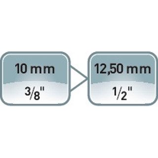 Vergrerungsstck DIN3123 ISO3316 3/8Zoll auf 1/2Zoll Chrom