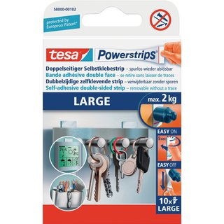 Selbstklebestrip Powerstrips 58000 SB-Pack  10 Strips L (20x50 mm) TESA