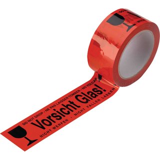 Warnklebeband PVC PVC,Vorsicht Glas L.66 m,B.48mm rot Rl.ENVIROPACK