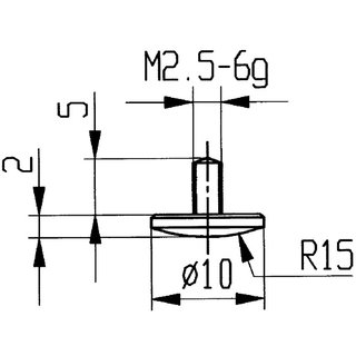 Messeins.D.10mm gewlbt R.15 M2,5 STA z.Messuhren KFER