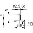 Messeins.D.10mm gewölbt R.15 M2,5 STA z.Messuhren...