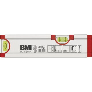 Wasserwaage ULTRASONIC 20cm Alu.silber ± 0,5mm/m m.Magnet BMI