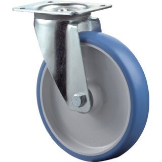 Lenkrolle D.125mm Trgf.150kg PU Platte L104xB80mm Farbe Rl.blau BS ROLLEN