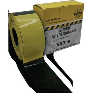 Absperrband im Spenderkarton gelb/schwarz 500 m