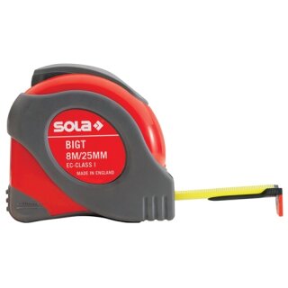 Taschenrollbandmaß BIG T L.8m B.25mm mm/cm EG I Ku.Stopptaste SOLA