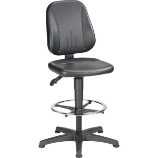 Arbeitsdrehstuhl Unitec Bodengleiter+Fußring Kunstlederpolster schwarz 580-850mm
